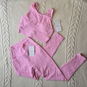 BuffBunny Pink Flower Power Sports Bra and Leggings Set